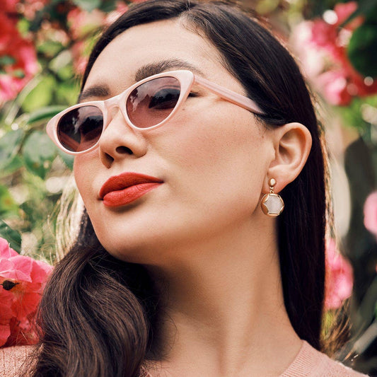 Vintage Pink cats eye stone drop earrings