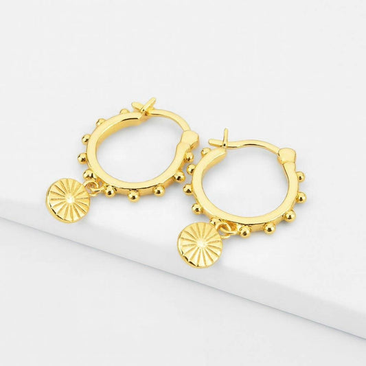 Sun Charm Hoop Earrings