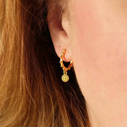 Sun Charm Hoop Earrings