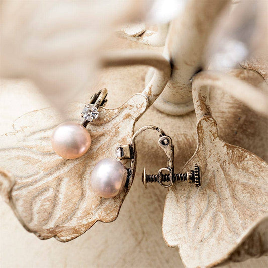 Vintage Pearl & Diamante Clip On Earrings